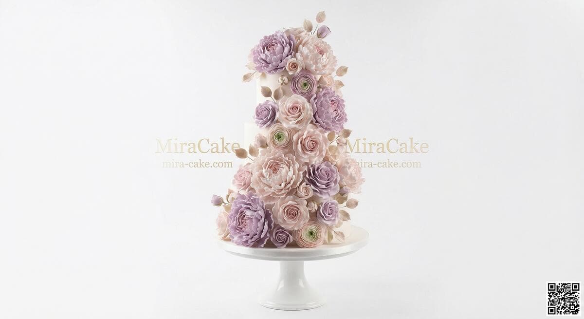 Custom floral cake by Mira Cake Dubai